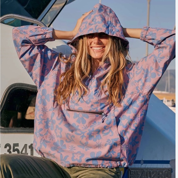 Toad&Co Jackets & Blazers - Toad & Co Oversized Pink/Purple and Blue Patterned Anorak Unisex‎ Jacket Medium